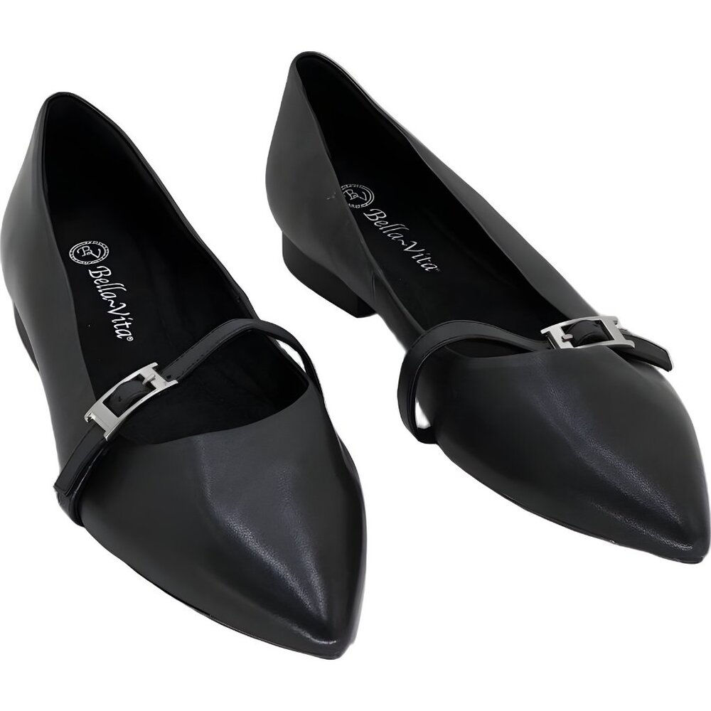 Bella Vita Evanna Black Leather Flats Women's US 9